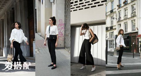 白色上衣+黑色长裤，夏季黑白配也能如此的高级！