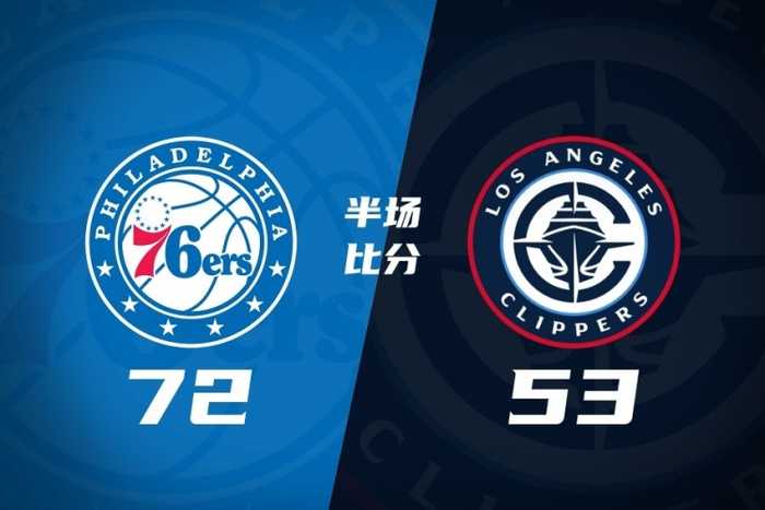 半场战报-76人72-53领先快船 马克西16分 恩比德10中2 伦纳德13分